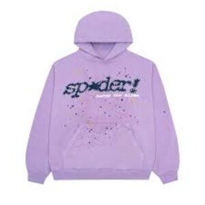 Sp5der Hoodie Black on Purple